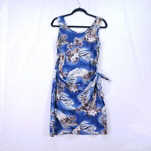 Vintage Hilo Hattie The Hawaiian Blue Beach Stretchy A Line Mid Dress Size S